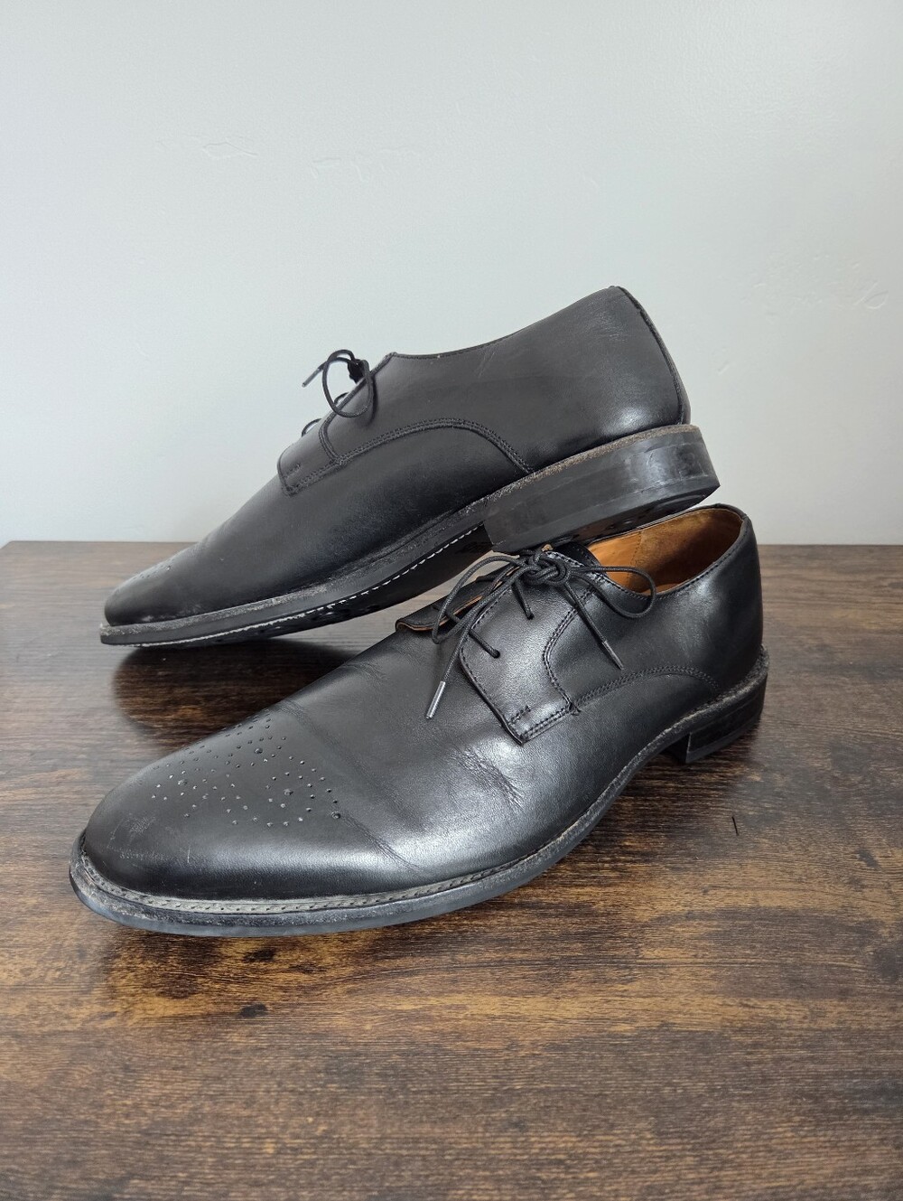 Carlos Santana 100% Leather Dress Shoes Derby Oxford Office Church Black 13 Men